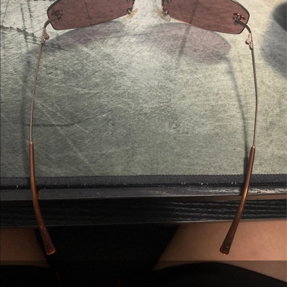 Chanel vintage tinted rimless sunglasses red - Picture 3 of 6